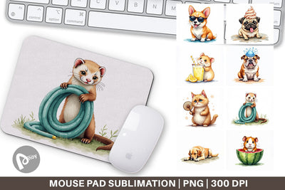 Mouse Pad Melting Summer Pets Sublimation artnoy 