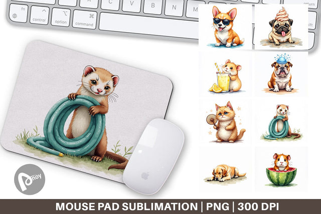 Mouse Pad Melting Summer Pets Sublimation artnoy 
