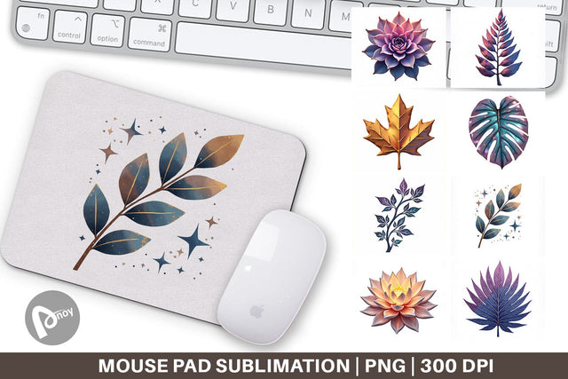 Mouse Pad Metallic Botanicals Sublimation artnoy 
