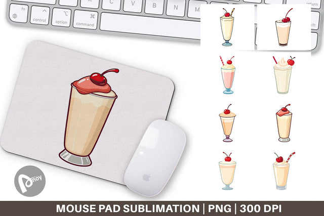 Mouse Pad Milkshake with Cherry Sublimation artnoy 
