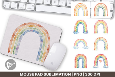 Mouse Pad Minimalist Boho Rainbow Sublimation artnoy 