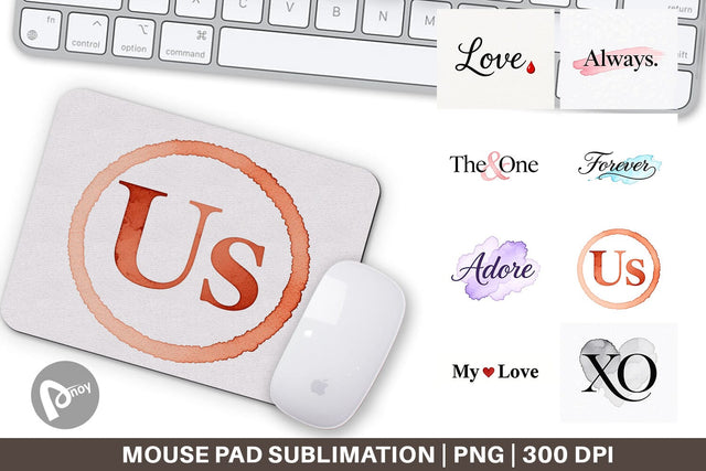 Mouse Pad Minimalist Romance Watercolor Sublimation artnoy 