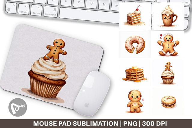 Mouse Pad Misfit Gingerbread Sweets & Treats Watercolor Sublimation artnoy 