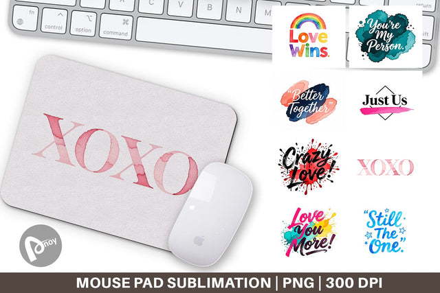 Mouse Pad Modern Love Notes Watercolor Sublimation artnoy 