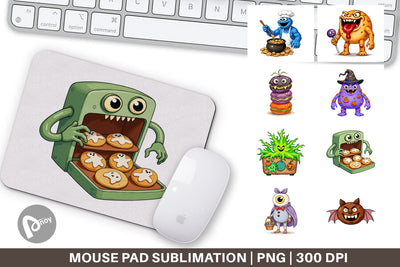 Mouse Pad Monster Halloween Bakery Sublimation artnoy 
