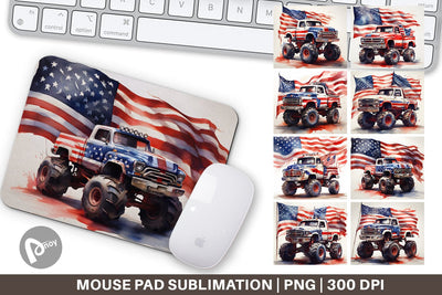 Mouse Pad Monster Truck Patriotic Sublimation artnoy 