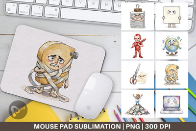 Mouse Pad Moody Desk Mascot Teacher Watercolor Sublimation artnoy 