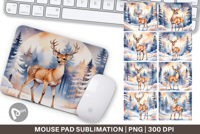 Mouse Pad Moonlit Winter Deer Sublimation artnoy 