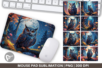 Mouse Pad Moonlit Woodland Owl Sublimation artnoy 