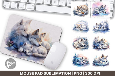 Mouse Pad Mother Day Wolf Sleeping Sublimation artnoy 