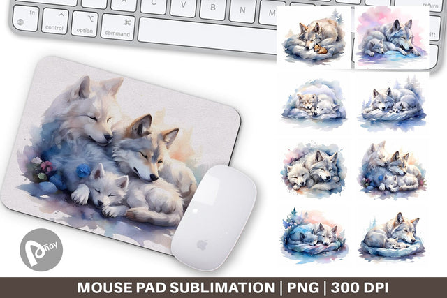 Mouse Pad Mother Day Wolf Sleeping Sublimation artnoy 