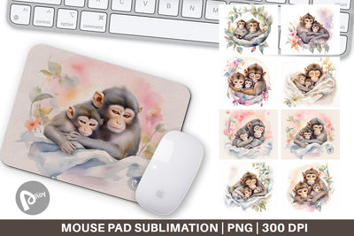 Mouse Pad Mothers Day Monkey Sublimation artnoy 