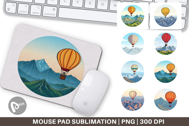 Mouse Pad Mountain Hot Air Balloon Sublimation artnoy 