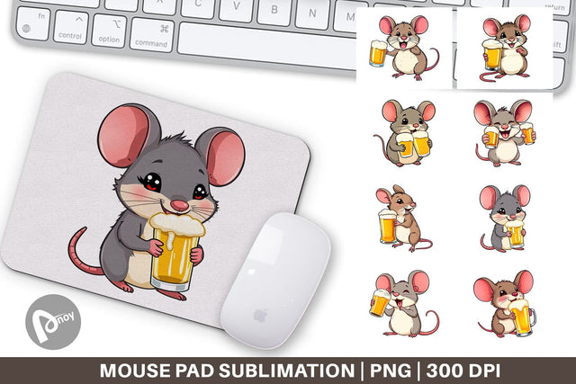 Mouse Pad Mouse Beer Day Sublimation artnoy 