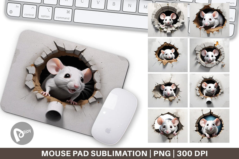 Mouse Pad Mouse in Wall Sublimation artnoy 