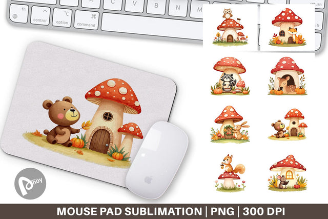 Mouse Pad Mushroom Forest Friends Sublimation artnoy 
