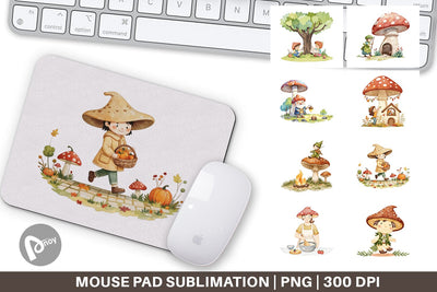 Mouse Pad Mushroom Village Friends Sublimation artnoy 