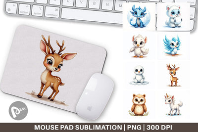 Mouse Pad Mythical Snow Creatures Watercolor Sublimation artnoy 