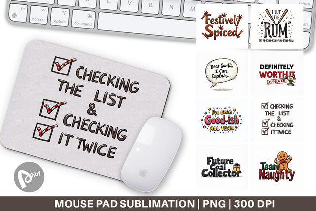 Mouse Pad Naughty List Funny Christmas Sublimation artnoy 