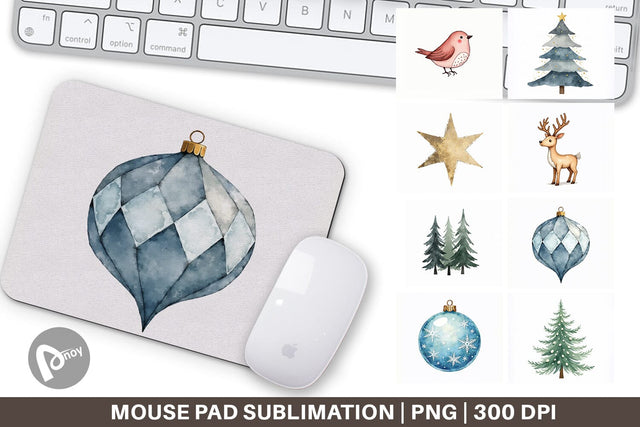 Mouse Pad Nordic Winter Watercolor Christmas Sublimation artnoy 