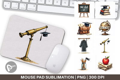 Mouse Pad Nostalgic Academia Vintage School Supplies Sublimation artnoy 