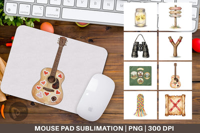 Mouse Pad Nostalgic Camp Souvenir Watercolor Sublimation artnoy 