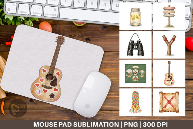 Mouse Pad Nostalgic Camp Souvenir Watercolor Sublimation artnoy 