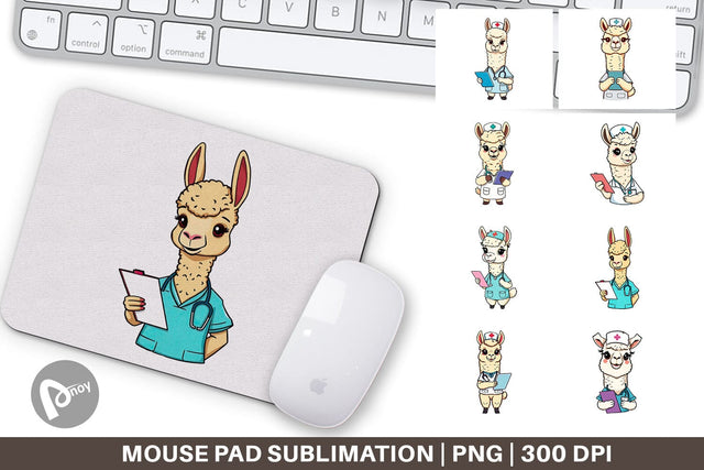 Mouse Pad Nurse Alpaca Sublimation artnoy 