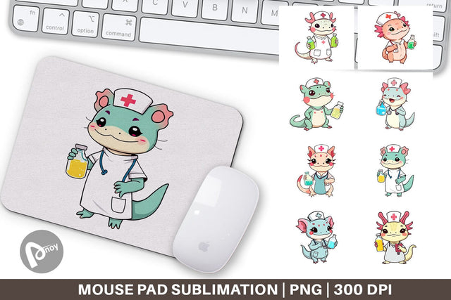 Mouse Pad Nurse Axolotl Sublimation artnoy 