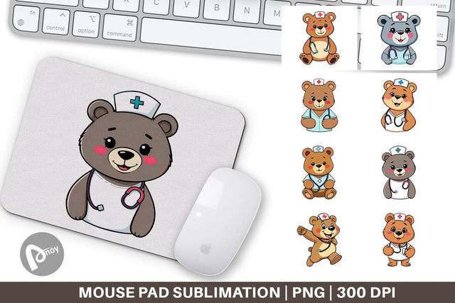 Mouse Pad Nurse Bear Sublimation artnoy 