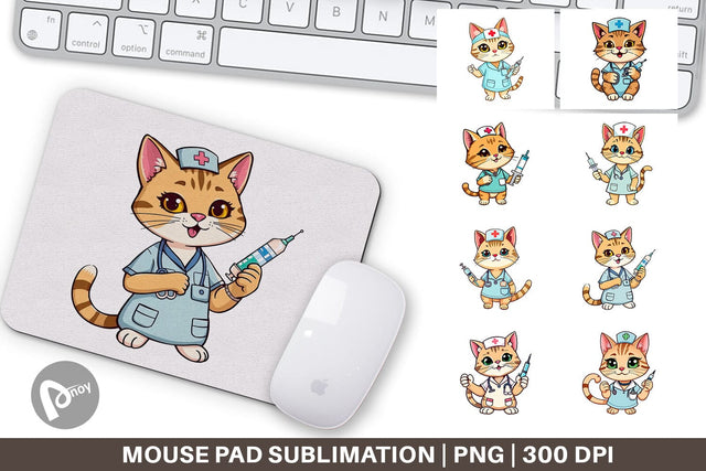 Mouse Pad Nurse Cat Sublimation artnoy 