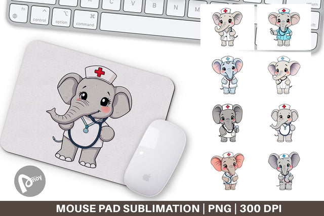 Mouse Pad Nurse Elephant Sublimation artnoy 