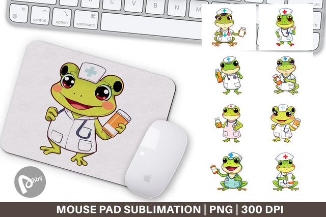 Mouse Pad Nurse Frog Sublimation artnoy 
