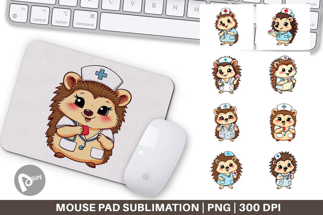 Mouse Pad Nurse Hedgehog Sublimation artnoy 