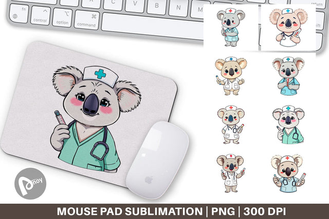 Mouse Pad Nurse Koala Sublimation artnoy 