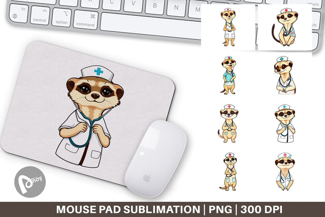 Mouse Pad Nurse Meerkat Sublimation artnoy 
