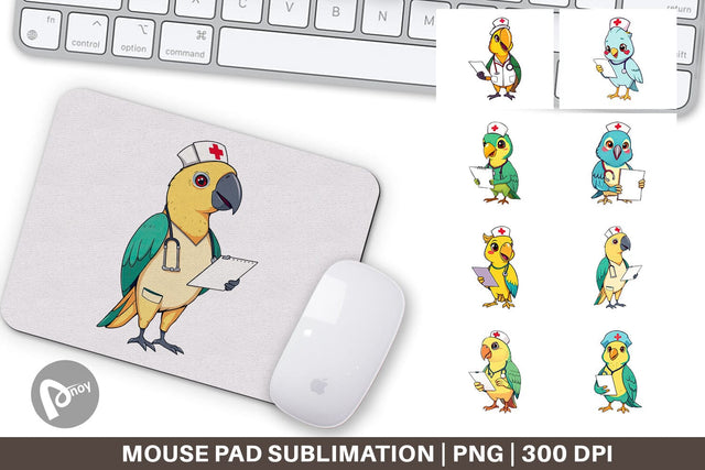 Mouse Pad Nurse Parrot Sublimation artnoy 