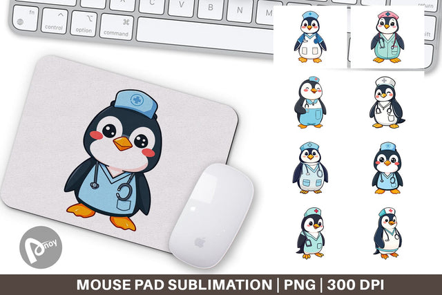 Mouse Pad Nurse Penguin Sublimation artnoy 