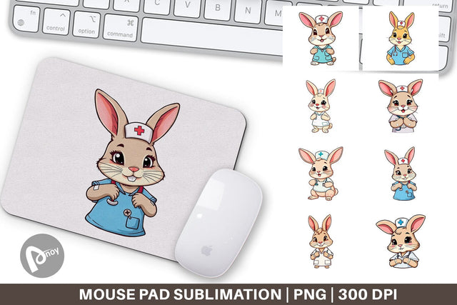 Mouse Pad Nurse Rabbit Sublimation artnoy 