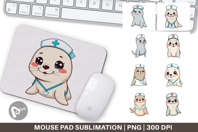 Mouse Pad Nurse Seal Sublimation artnoy 