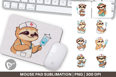 Mouse Pad Nurse Sloth Sublimation artnoy 