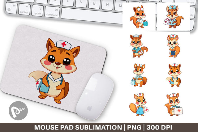 Mouse Pad Nurse Squirrel Sublimation artnoy 