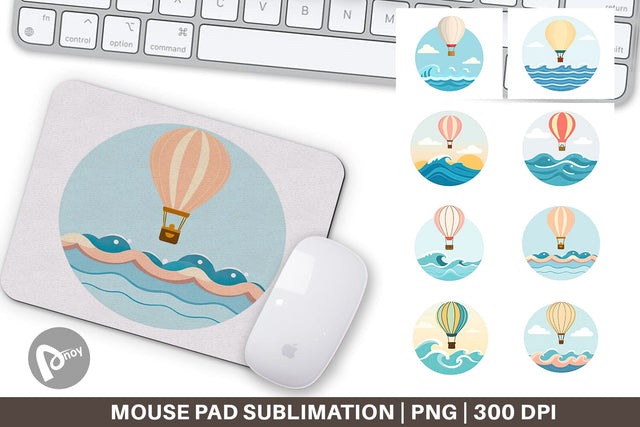 Mouse Pad Ocean Hot Air Balloon Sublimation artnoy 