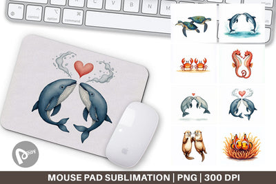 Mouse Pad Oceanic Embrace Watercolor Lovers Sublimation artnoy 