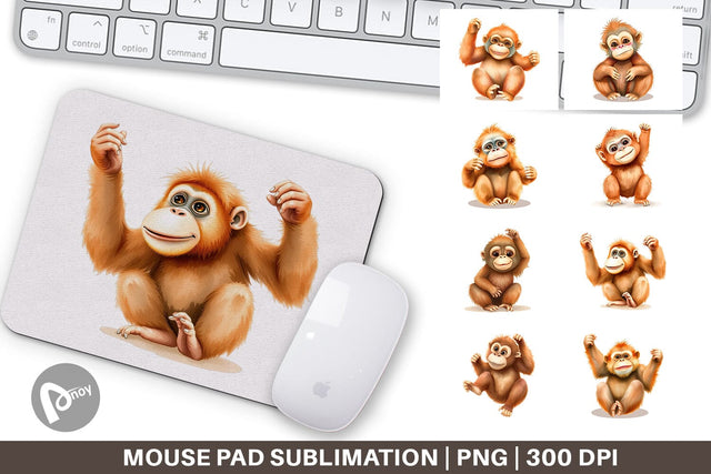 Mouse Pad Orangutan Wildlife Sublimation artnoy 