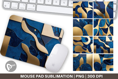 Mouse Pad Organic Blue Gold Sublimation artnoy 