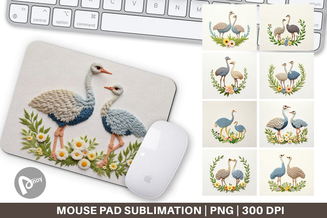 Mouse Pad Ostrich Embroidery Sublimation artnoy 
