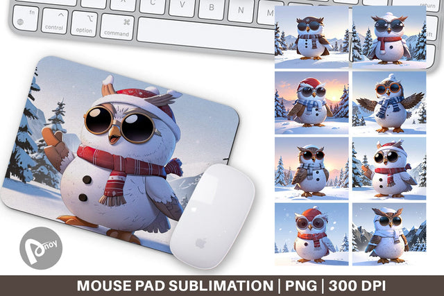 Mouse Pad Owl Christmas Sublimation artnoy 