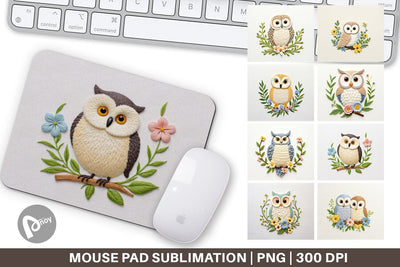 Mouse Pad Owl Embroidery Sublimation artnoy 