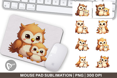Mouse Pad Owl Mother's Day Sublimation artnoy 